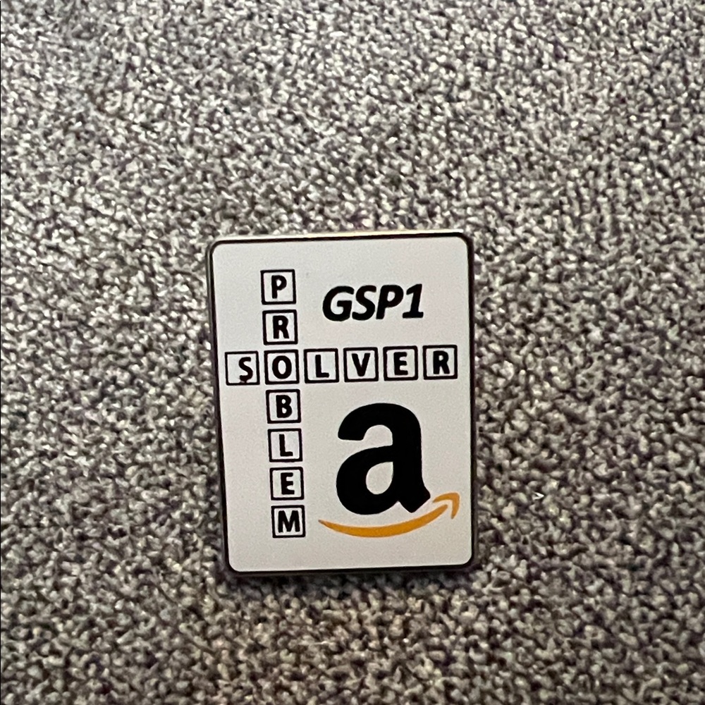Amazon GSP1 Problem Solver Enamel Pin - White, Black, Gold